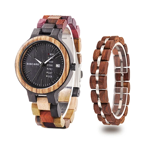 Montre femme BOBO BIRD деревянные женские часы браслет набор Высокое качество Япония движение кварцевые часы в деревянной коробке reloj mujer - Цвет: P14-4-S04-2