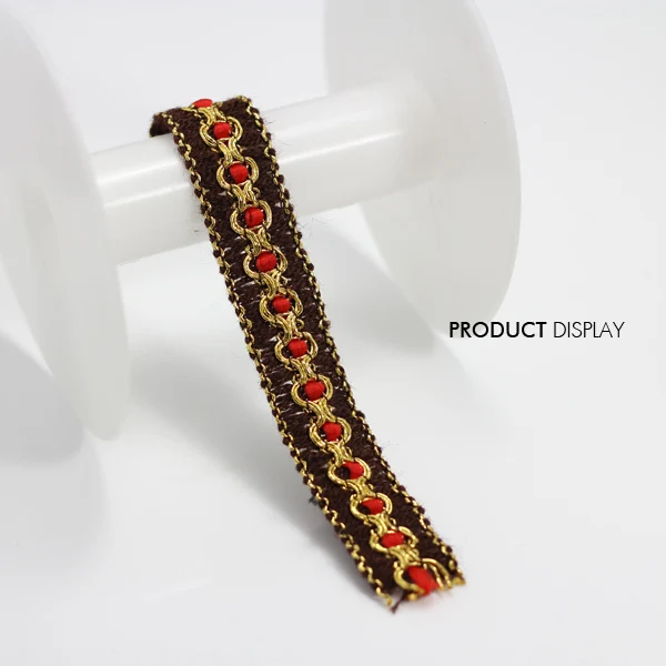 Плетеная коричневая золотая ткань венецианские украшенные кружевами