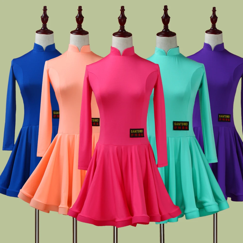 2020 платье для латиноамериканских танцев девочек 5 цветов красный/зеленый/синий