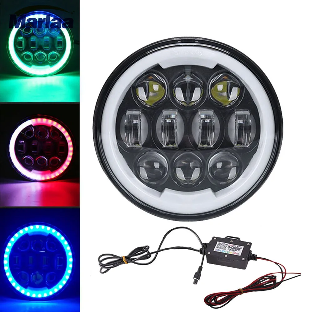 Marlaa 5 75 &quot5 3/4 черный светодиодный RGB Halo кольцевая фара для Street Bob Nightster 48 гладить 883