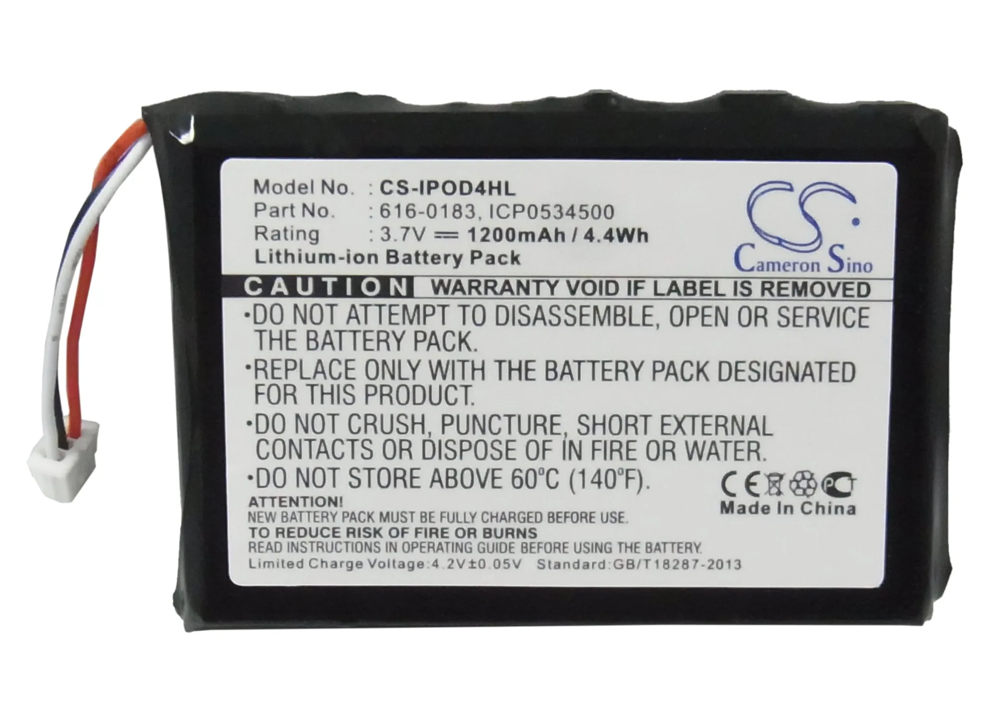 

Cameron Sino 1200mAh Battery for Apple iPOD 4th Generation iPOD Photo iPOD U2 20GB Color Display MA1 Photo 30GB M9829 Photo 3