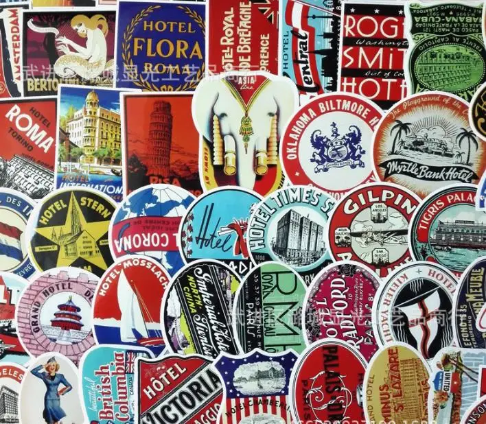 55 шт./компл. винтажный Знаковый отель в мире тайский евро багажная тяга коробка