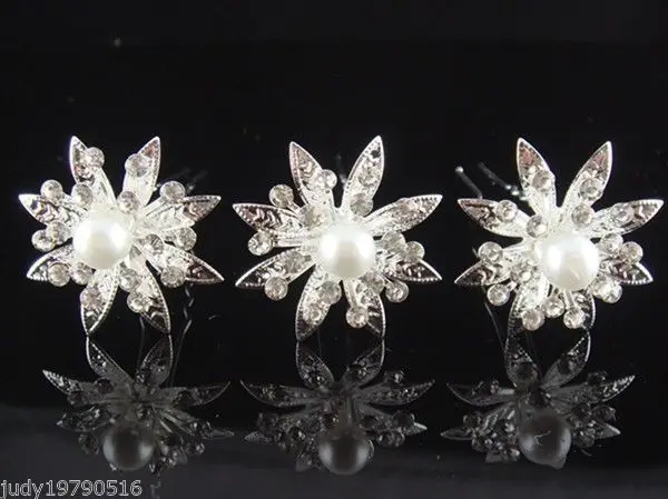 

12 Pcs Bridal Party Wedding Prom Preal Rhinestone Crystal Hair Pins Clip