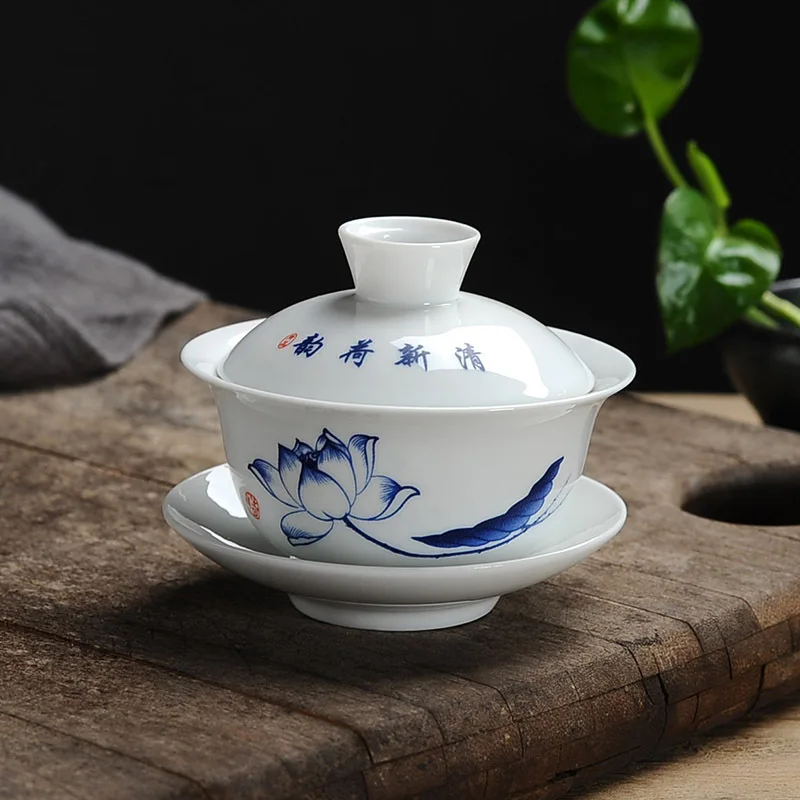 Белый фарфор gai wan чайный набор Bone China красивый и легкий kettleDehua gaiwan для путешествий