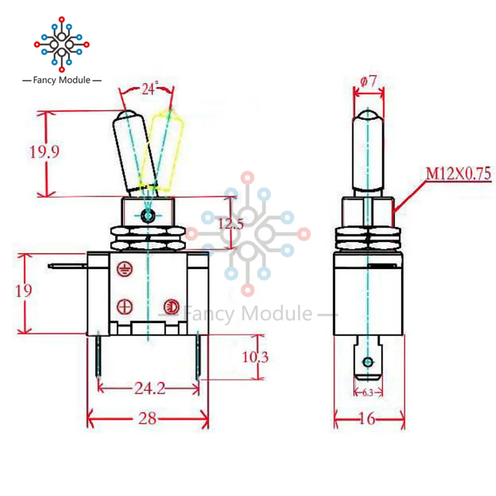 Автомобильный чехол для гоночного автомобиля красный светодиодный SPST On Off