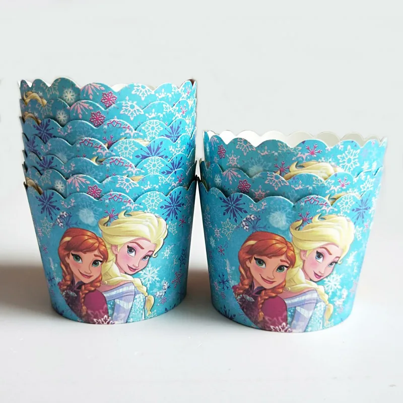 50 шт. синий фон снежинка красивая принцесса Анна Эльза бумага чашка для выпечки