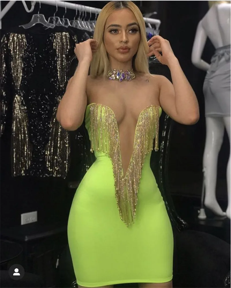 Высокое качество Vestido ремень v образным вырезом мини праздничное Бандажное
