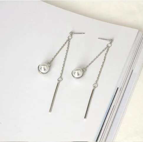 ea510 Fashion Bohemian earrings imitation pearl earring Double layer tassel Chain Geometric circle Female charm jewelry | Украшения и