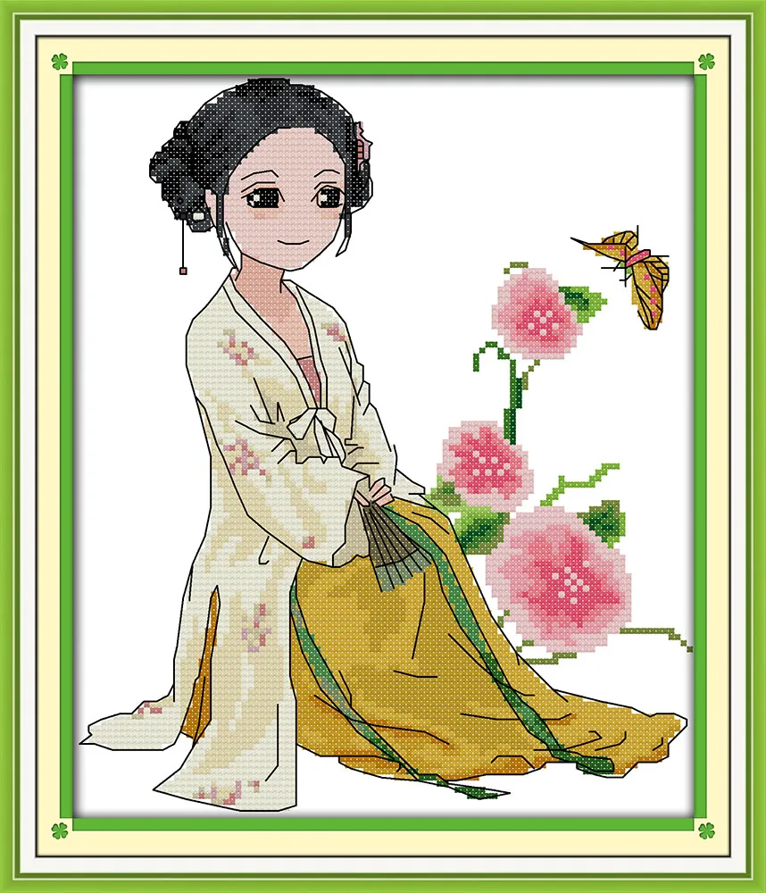 Набор для вышивки крестиком Hanfu beauty (3) 18 карат 14 11 печать вышивка ручной работы