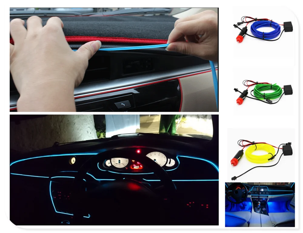 3 м автомобиль мотоцикл 12V LED холодный свет неоновой линия декоративные полосы для