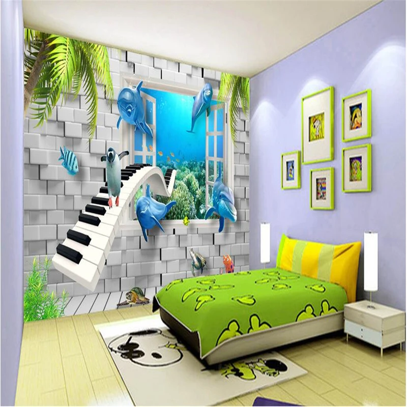 

beibehang Custom Fresco Wallpaper Any size 3D HD Modern Creative Underwater World Kids Room 3D Background Wall wallpaper