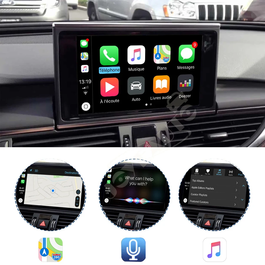 Aftermarket A6 A7 C7 MMI 3g MIB B9 OEM Apple Carplay Android автоматическое обновление 09-17MY IOS Airplay автомобильная игра модифицированная для Audi