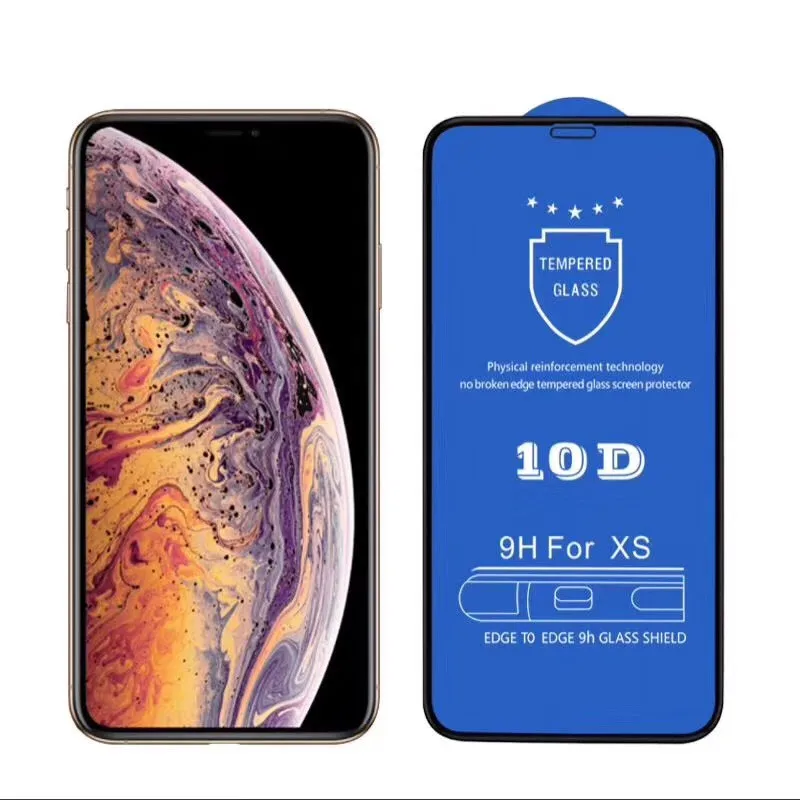 100 шт./лот 10D закаленное стекло с изогнутыми краями для iPhone XS 7 Стекло 6s 8 Plus HD полное