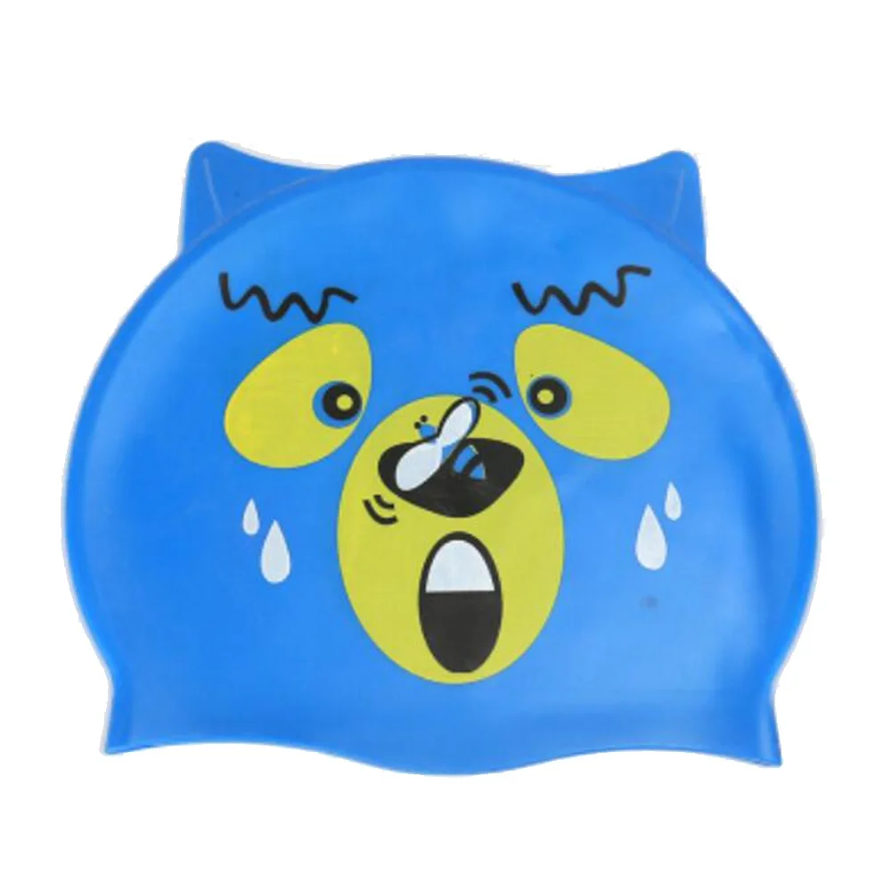 blue scared bear YFXcreate рыба кошка собака плавать плавание Триатлон кепки водонепроницаемый противоскользящие для детей 200-1023 - Цвет: blue scared bear