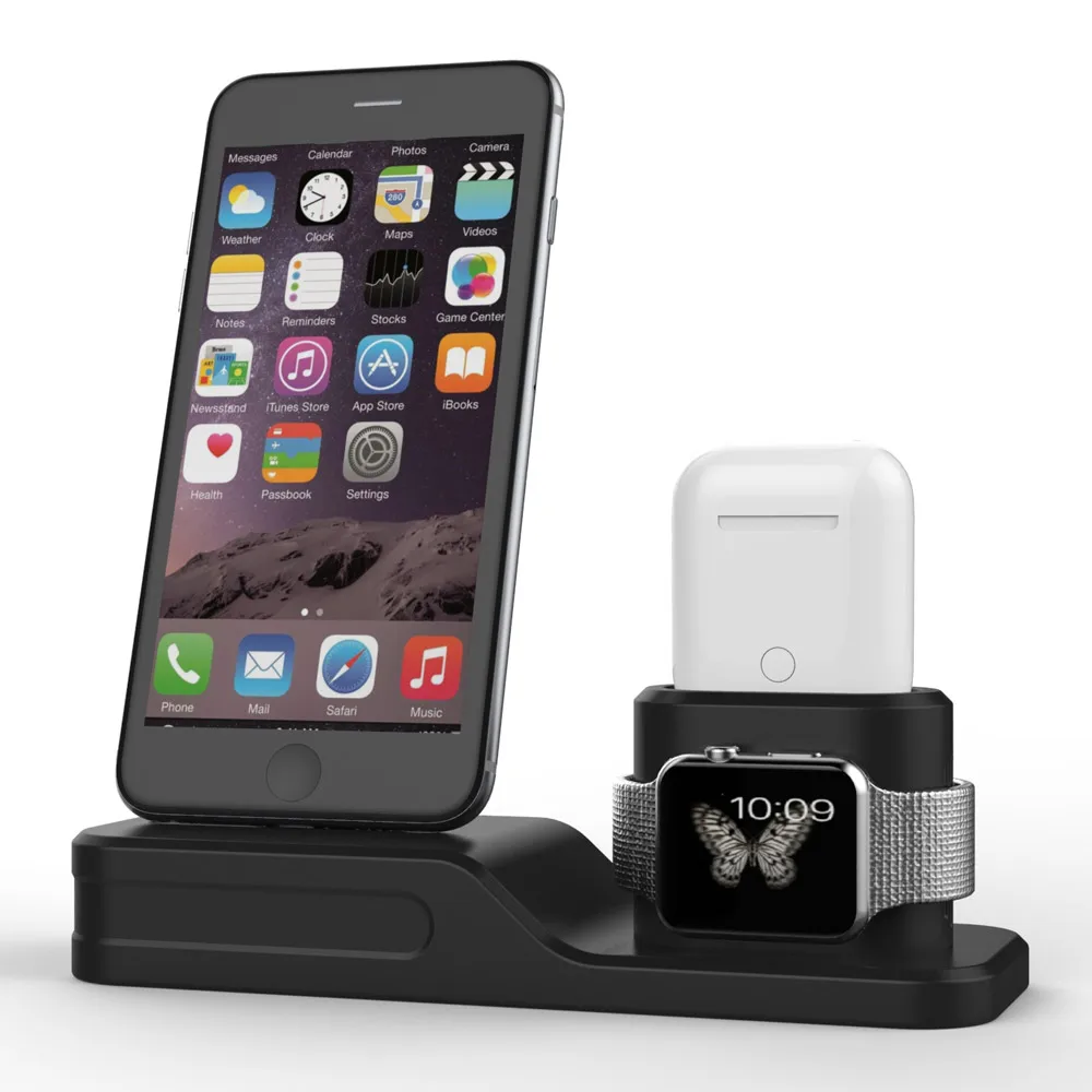Силиконовая док станция для iPhone X 7 6S 8 Plus держатель зарядного устройства Apple Watch