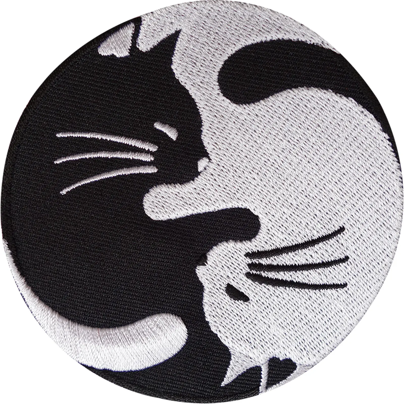 Вышитые нашивки Yin Yang Cat 8 см двойной белый черный креативный значок для сумки