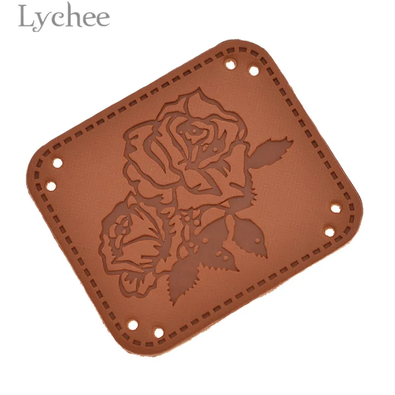 Этикетки Lychee из искусственной кожи ручной работы 50 шт. круглые прямоугольные