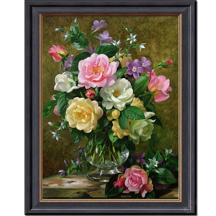 

Needlework,DIY Cross stitch,Sets For Full Embroidery kit,Noble vase rose peony flower Printed Pattern Wedding Home Wall Decor