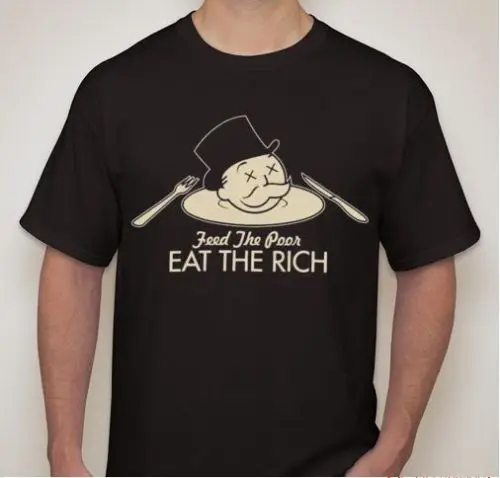 Feed the poor EAT THE богатый Банкер футболка|Мужские футболки| |