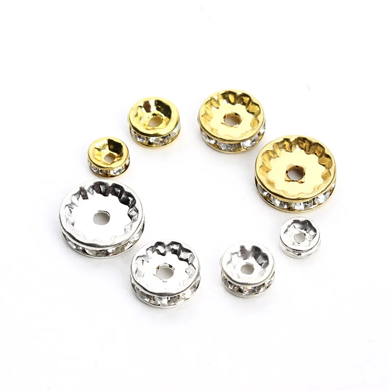 Круглые бусины с отверстием под золото и серебро круглые бусины-стразы для