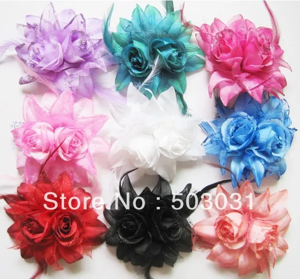 Бесплатная доставка 20 штук оптовые цветы невесты голова перо корсаж с pin и петель