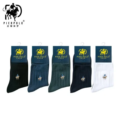 2018 5 пара/лот чистый хлопок лен вязанные носки без пятки с вышивкой мужские Pier POLO