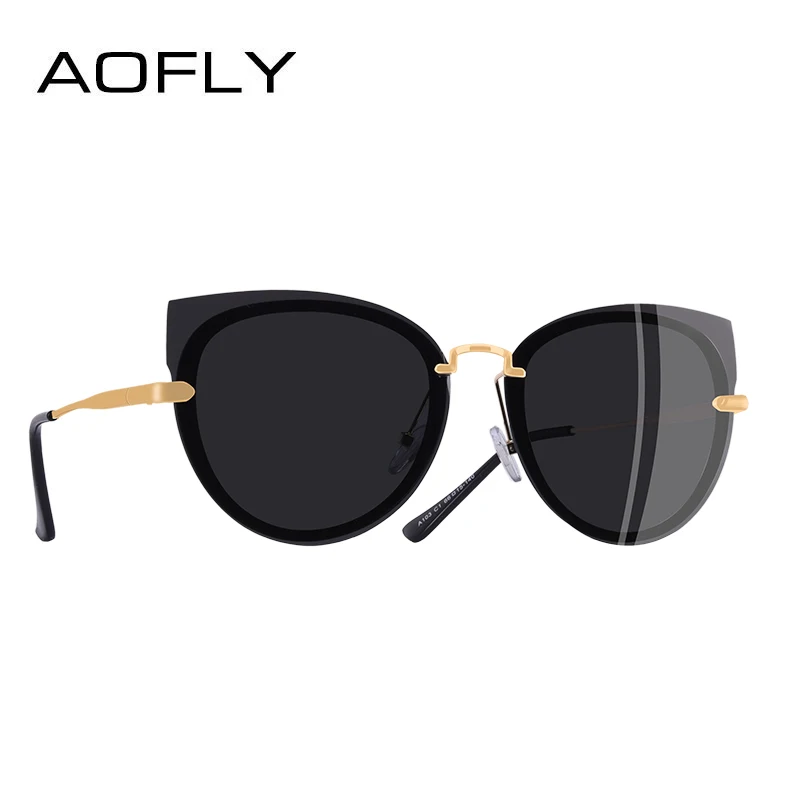AOFLY, фирменный дизайн, роскошные женские солнцезащитные очки, поляризационные, классические, кошачий глаз, солнцезащитные очки, женские, металлические, дужки, очки A103