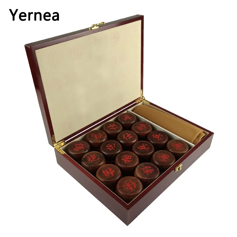 Yernea High-quality Chinese Wooden Chess  Game Set Soft Leather Chessboard Solid Wood Rosewood Chess Pieces Superior Quality