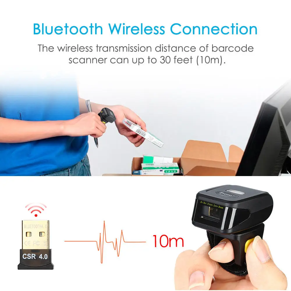 EYOYO MJ R30 сканер штрих кодов Bluetooth 1D беспроводной мини портативный HID SPP кода для Android