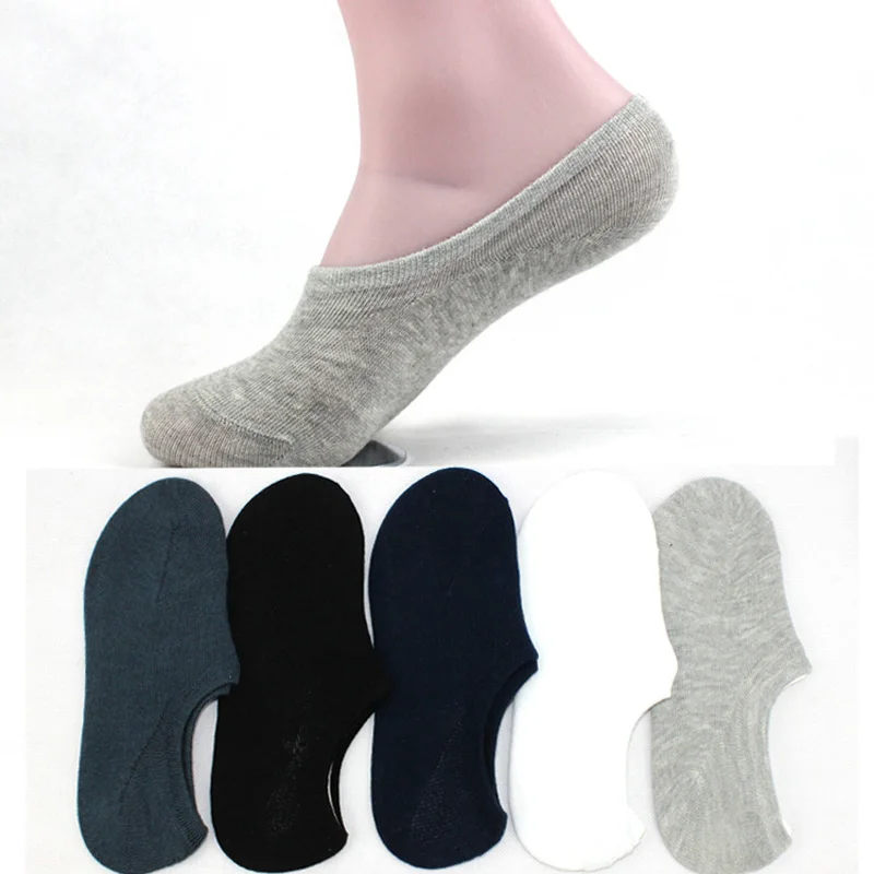 

New 5 Pair Boat Socks Women Quality Casual Black Gray White Multi Solid Color Soft Breathable Comfortable Cotton Sock For Men