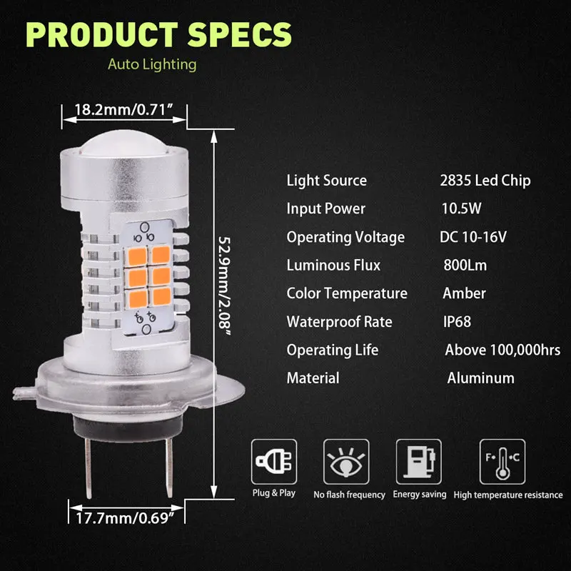 Katur 2x H7 светодиодная лампа 21 SMD автомобильный противотуманный светильник DC 12V 360