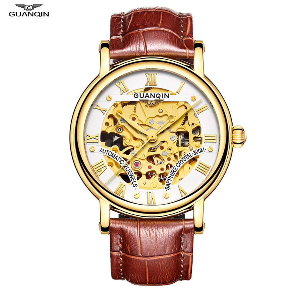 

2020 Top Brand GUANQIN Mechanical Watch Men Luxury Automatic Watch Leather Hardlex MIYOTA Hollow Wristwatch Skeleton Male Clock