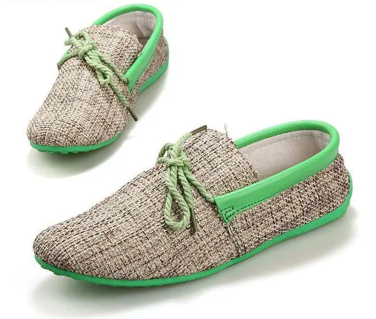 Trendy Casual Men Beach Loafer Shoes Breathable Summer Weaving Hemp Man Flats Soft Driving Shoess | Обувь