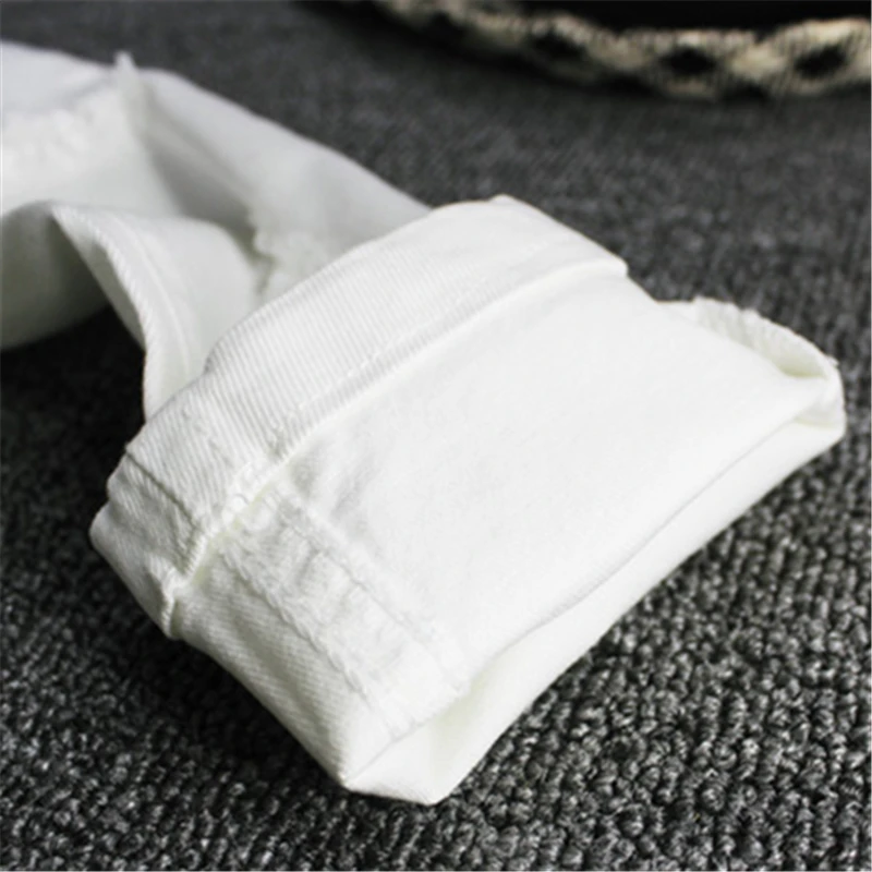 Джинсы для девочек и мальчиков на весну осень белые модные облегающие брюки с