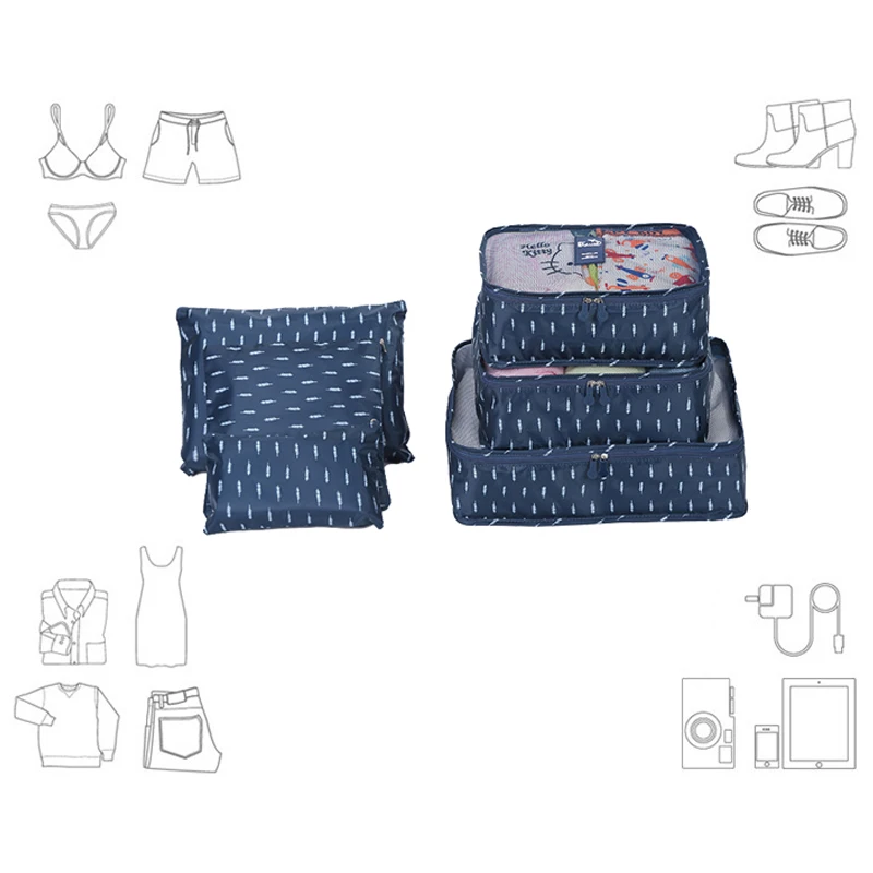 New Travel Storage Bag Suitcase Organizer Cosmetic Underwear Garment System Ziplock Bags Portable Luggage Set | Дом и сад