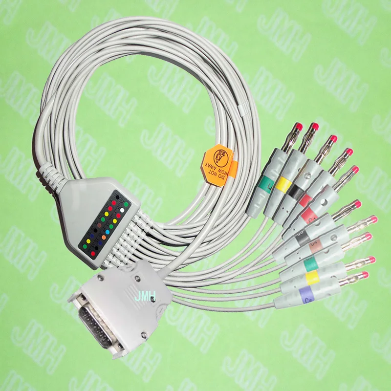 

Compatible with Mortara Instrument ELI100,ELI200 EKG 10 lead,One-piece ECG cable and leadwires,15PIN,4.0 red Banana,IEC or AHA.