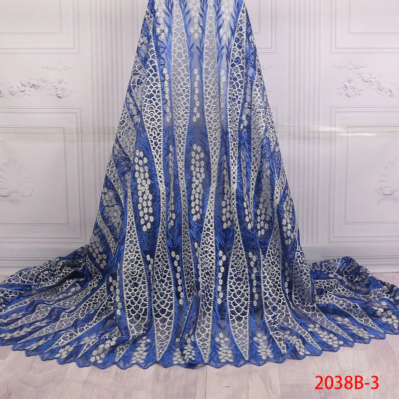 Африканская светильник голубая кружевная ткань 2020 французское Сетчатое кружево