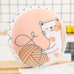 Knitting wool cat Круглая подушка с принтом Фэнтези мультфильм Животные Единорог кошка Медведь Мороженое-леденец напольные подушки для сидения диван декор подушки для девочек - Цвет: Knitting wool cat