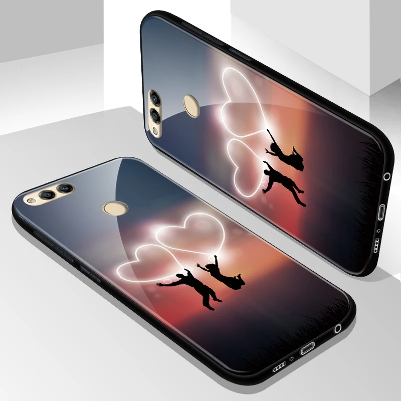 Чехол из закаленного стекла для Huawei Honor 7X 8X, мультяшный противоударный чехол для Huawei Honor P20 P10 Lite, чехол из закаленного стекла