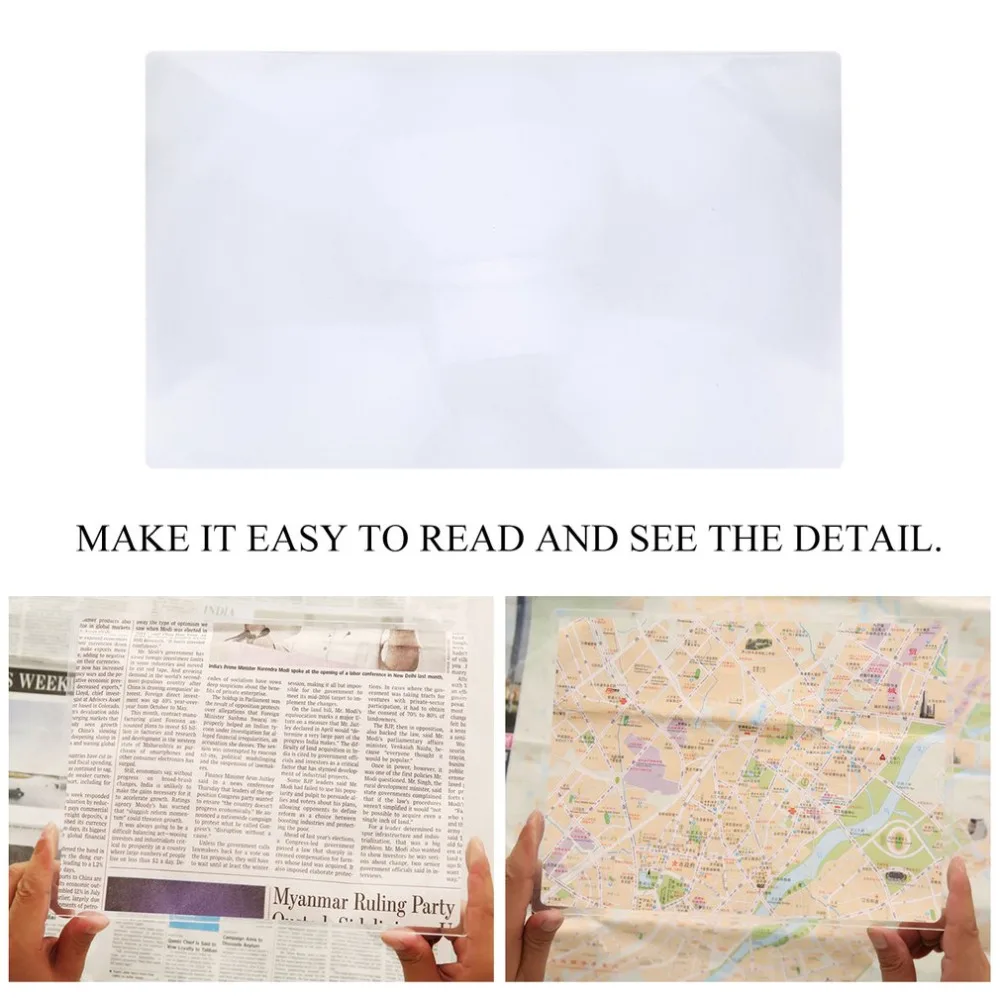 

Magnifying Glass large reading A4 Magnifier Reading Book glasses Full Page 3X Sheet Lens Magnification XL Sheet Fresnel 2018 New