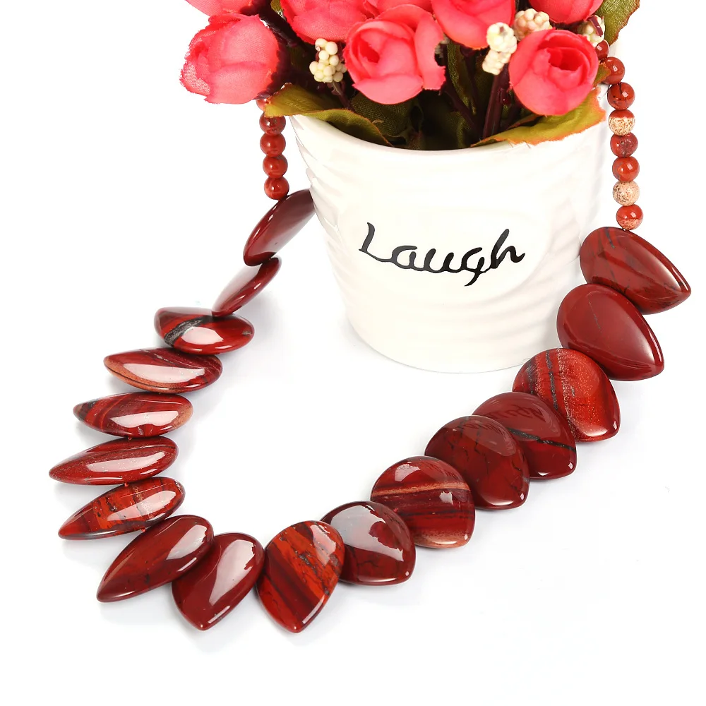 Ожерелье из натурального камня AAA ожерелье с большой листьями красной яшмы