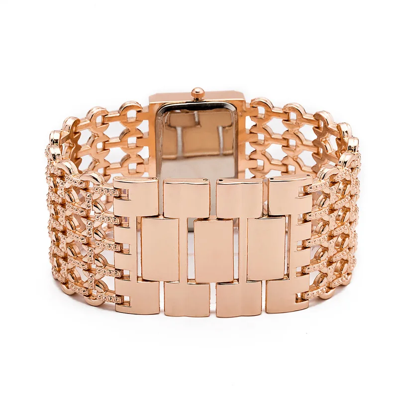 rose gold Брендовые новые женские часы, Роскошные, с цепочкой, стразы, модные золотые наручные часы, сплав, квадратные часы, студенческий браслет, Relogios Feminino - Цвет: rose gold