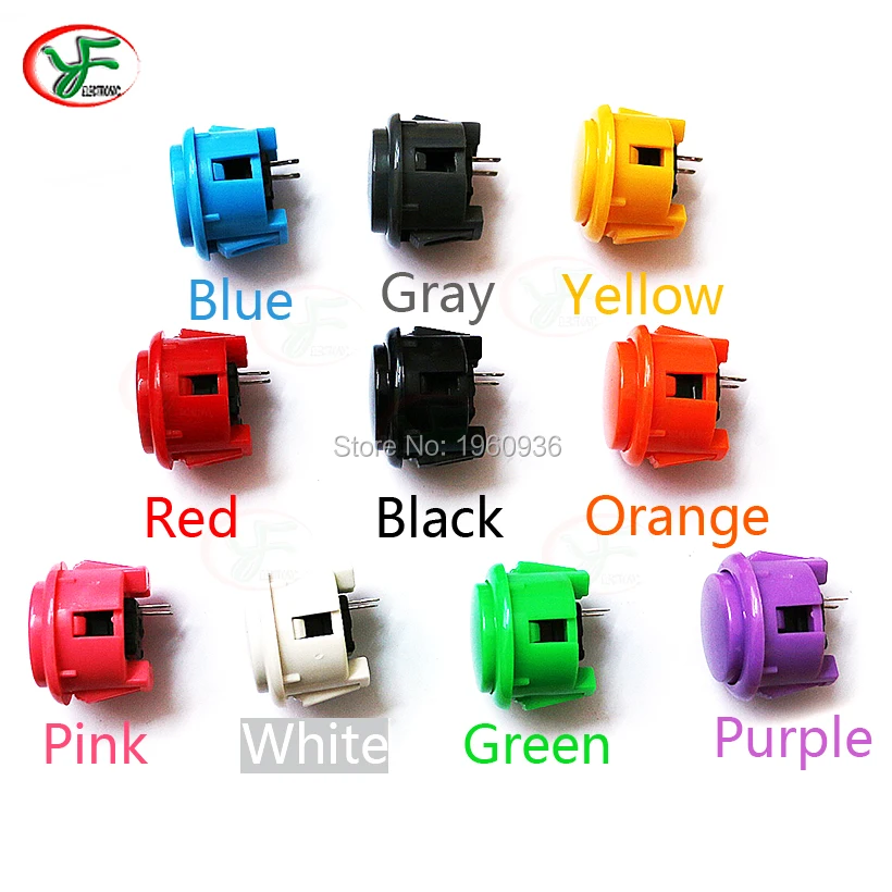 

100Pcs Arcade Game Console Push Button 30MM 24MM Microswitch PC /PS3 USB Joystick DIY SANWA OBSF Copy Replace