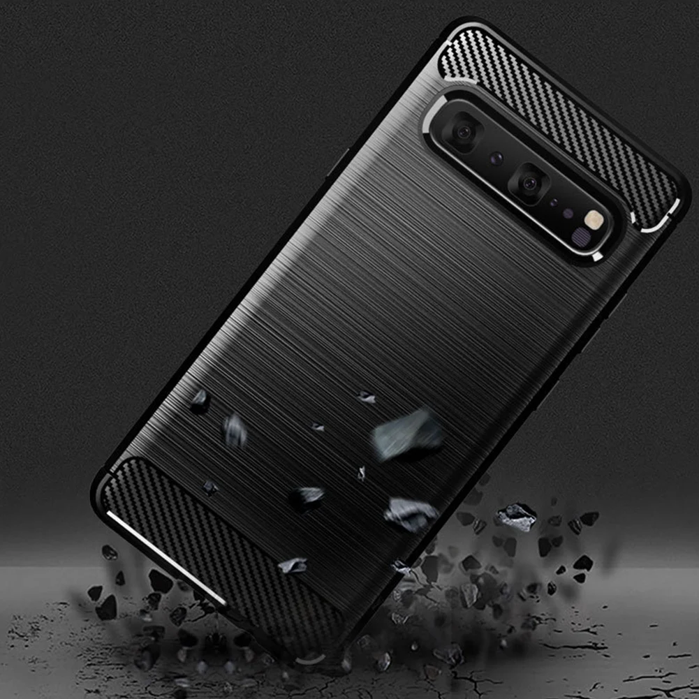 Матовый чехол для телефона Samsung S10 5G Galaxy углеродное волокно мягкий ТПУ
