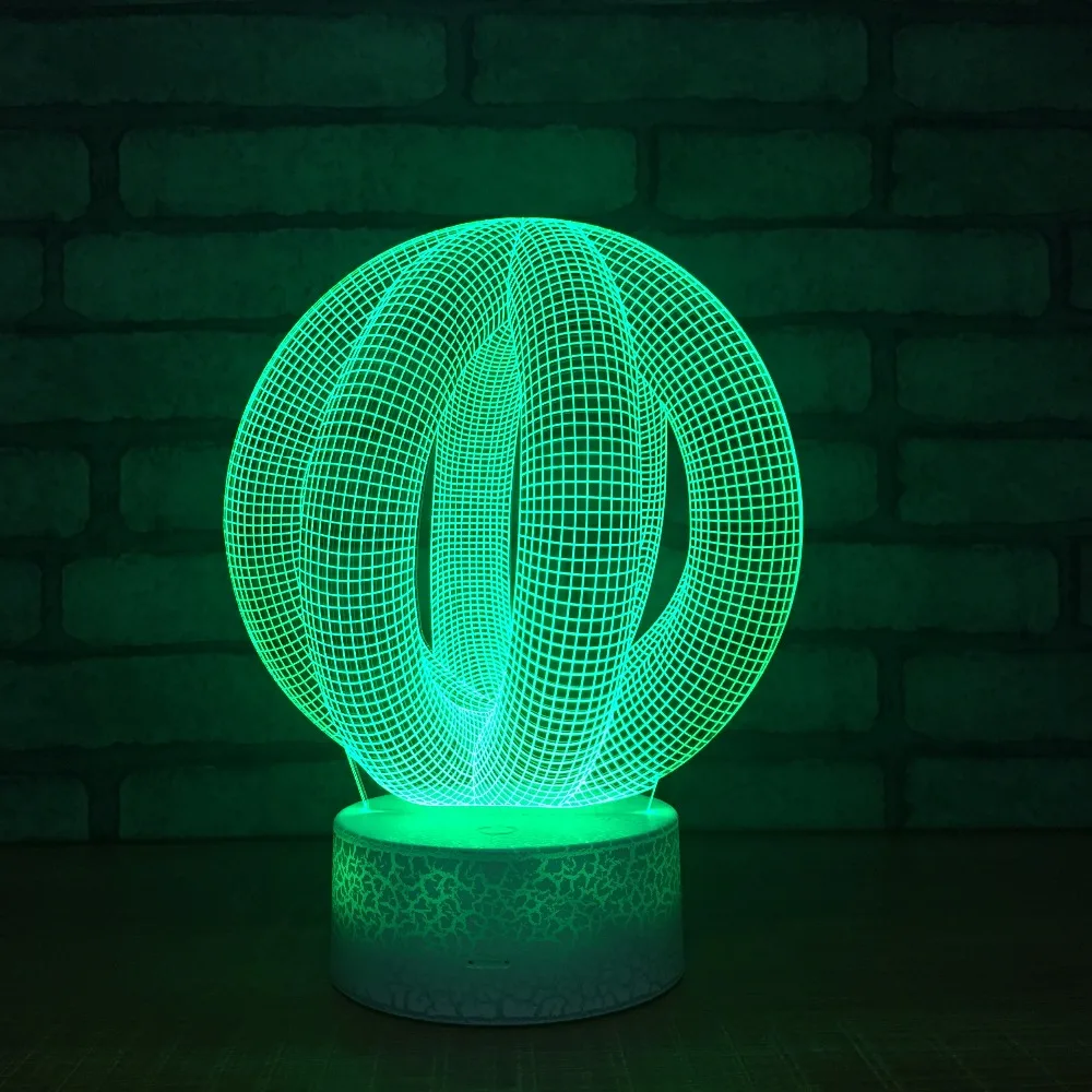 Круглая абстрактная Модель 3D Led ночник Usb Сенсорный переключатель 3d деревянная