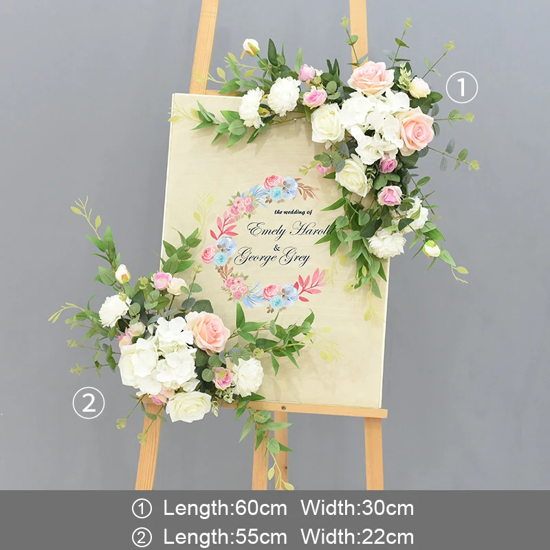 

wedding floral props welcome card florals artificial flowers creative sign hotel corner floral decor garland flower bouquet diy