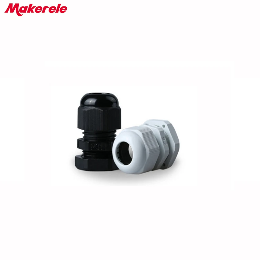 10 шт./лот PG11 черный/белый пластиковые нейлоновые Водонепроницаемые кабельные