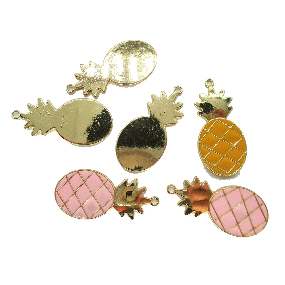 10 шт. эмалированная ананас амулеты из сплава Золото Тон ожерелье с подвеской для