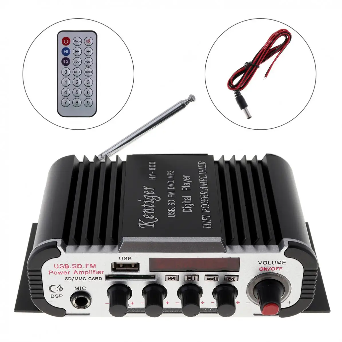 Автомобильный усилитель мощности Kentiger HY-600 FM-радио Hi-Fi басов USB MP3 стерео U-диск SD/ MMC