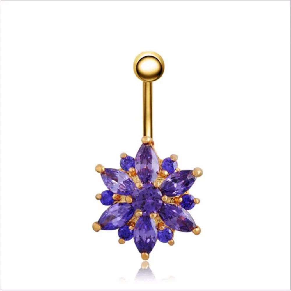 Цветок живот пупок кольцо с цирконами для женщина |